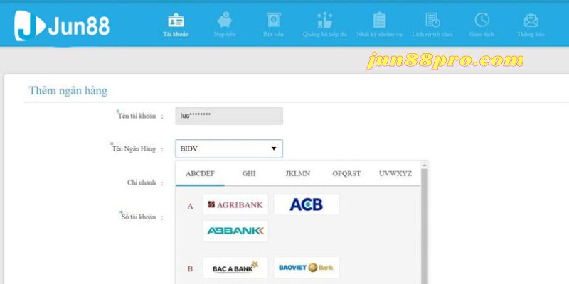 hướng dẫn rút nạp nhà cái jun88